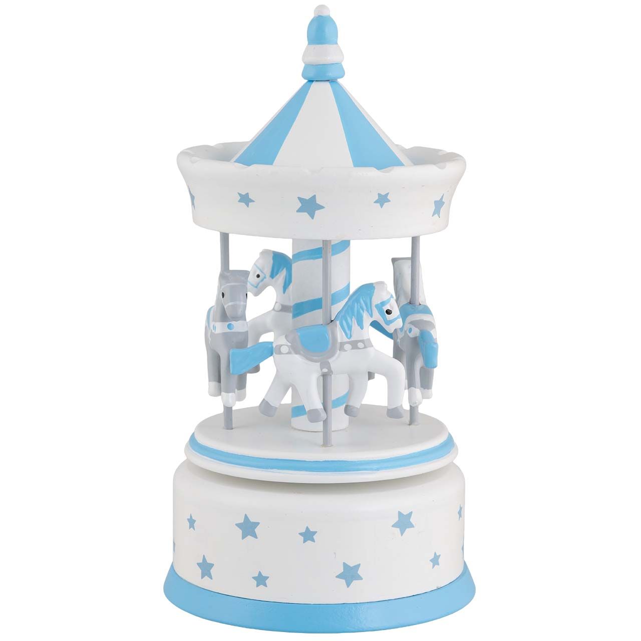 GIOSTRA CARILLON IN LEGNO TETTO FESONI AZZURRO 11X23CM